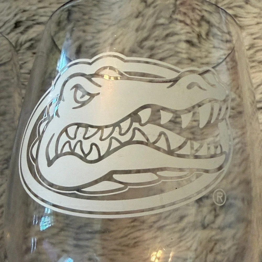 Florida Gators Stemless Wine Glasses Set of 2 Plastic 16oz Tailgate BPA Free NEW